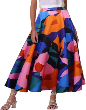 Women's Skirts for Summer Vacation Womens Flowy Boha Skirts Bohemian Floral Print High Elastic Waist Casual Long Skirts