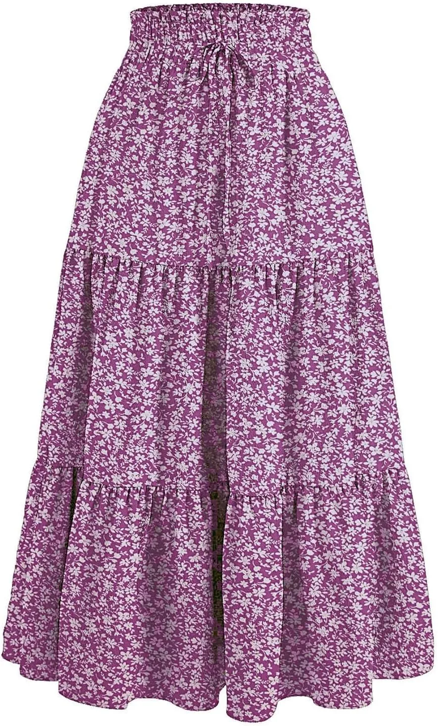 Women's Smocked High Waist Maxi Boho Skirts Casual Beach Vacation Long Skirt with Pockets A-Line Flowy Swing Skirts