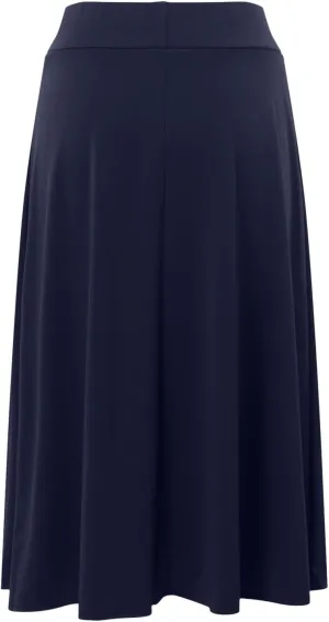 Women's Solid Lightweight Flare Midi Pull On Closure Skirt S XXL Plus Size Side Slit Skirt