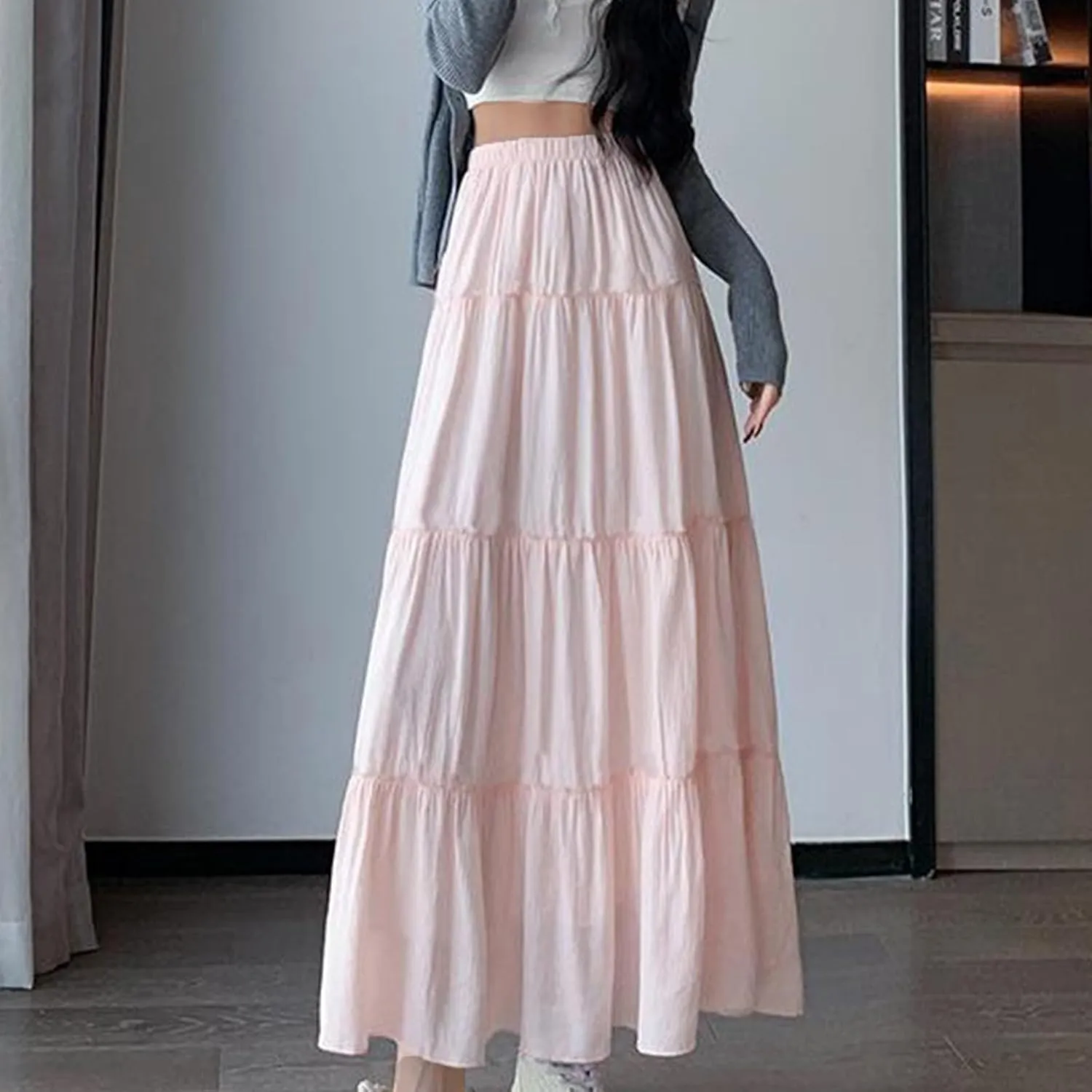Womens Summer Boho Skirts Elastic Waist Flowy Swing Tiered A Line Ruffle Beach Skirt 2025 Summer Fashion Maxi Skorts