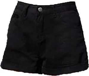 Women's Vintage Denim Shorts Stretchy Casual High Waisted Jeans Shorts Folded Hem Jeans Shorts with Pockets