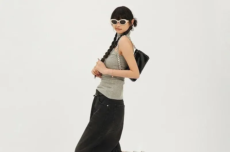Women's Vintage High Waist Denim Shorts Casual Loose Fit Baggy Shorts