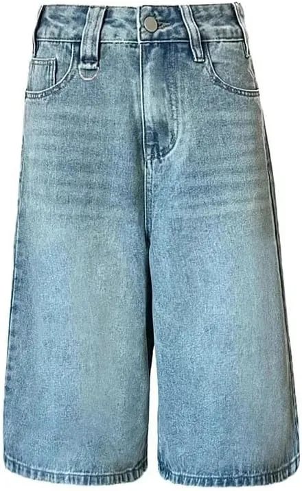 Women's Vintage High Waist Denim Shorts Casual Loose Fit Baggy Shorts