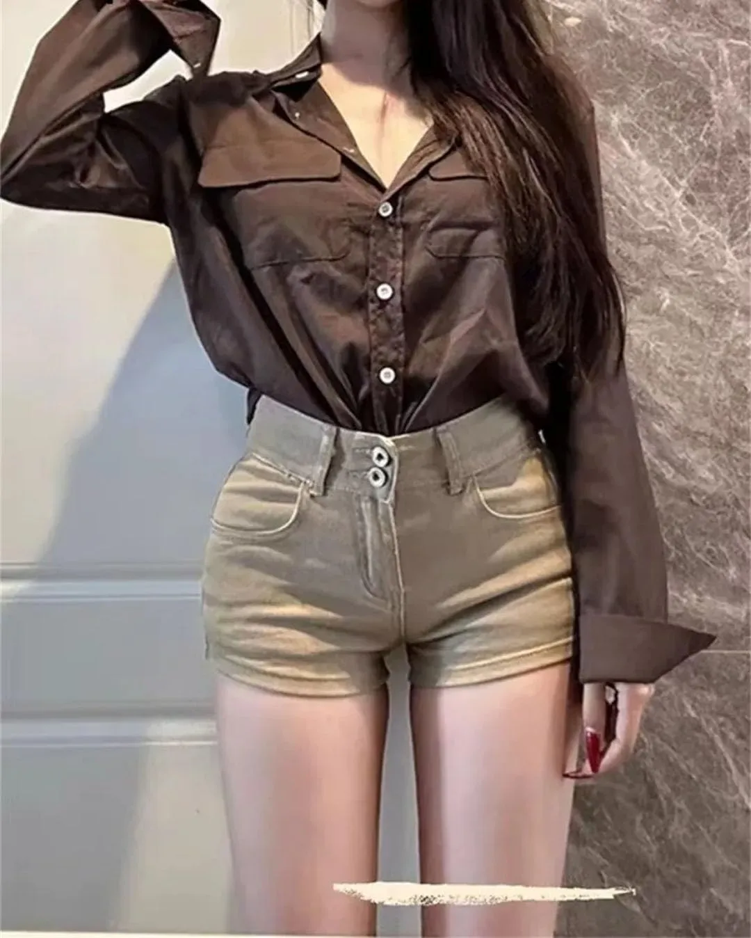 Women's Vintage Style High Waist Street Jean Shorts Solid Sheath Hotsweet Denim Shorts