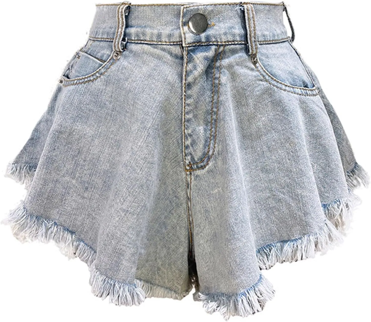 Women's Wide Leg Ripped Denim Shorts, High Waisted Fringe Jeans 2023 Summer Casual Loose Distressed Tassel Jean Shorts