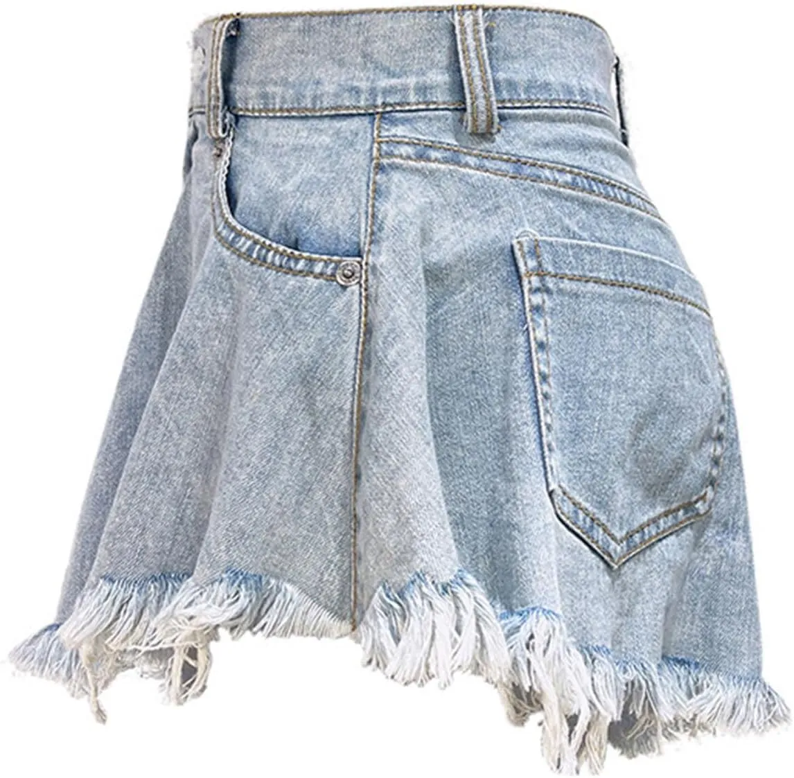 Women's Wide Leg Ripped Denim Shorts, High Waisted Fringe Jeans 2023 Summer Casual Loose Distressed Tassel Jean Shorts