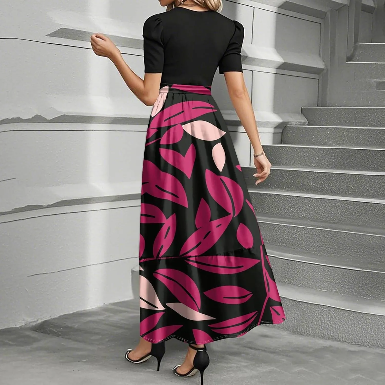 Wrap Dresses for Women 2025 Plus Size Floral Short Sleeve Maxi Dress Elegant A Line Outfit
