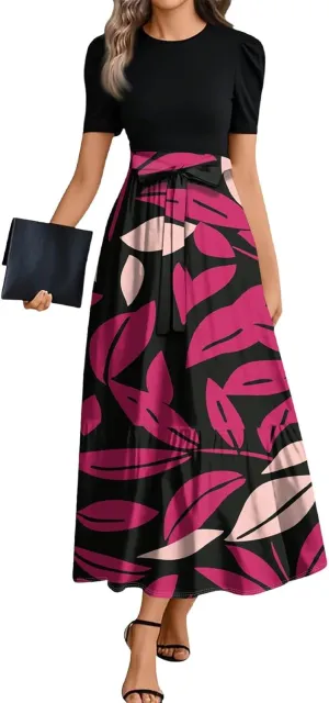 Wrap Dresses for Women 2025 Plus Size Floral Short Sleeve Maxi Dress Elegant A Line Outfit