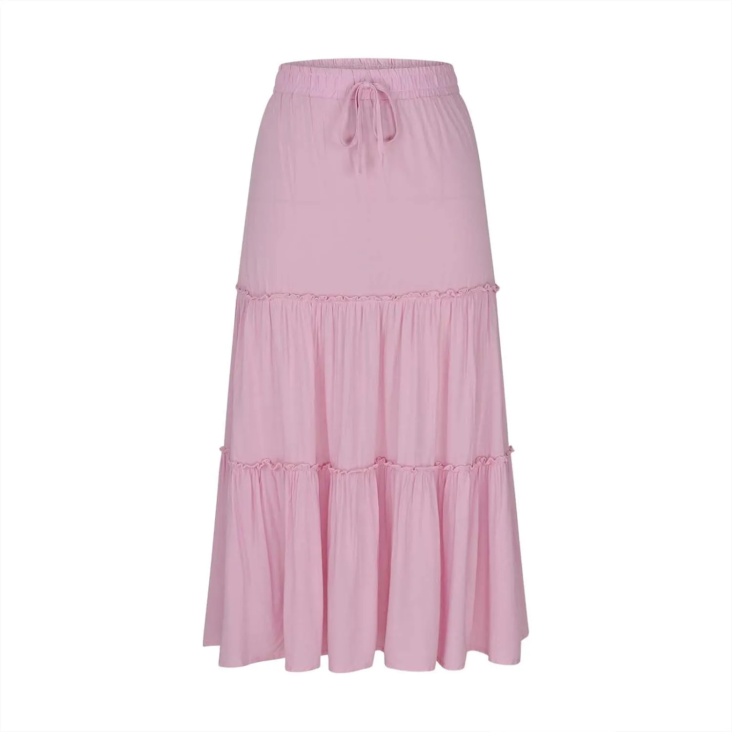 Xiaojmake Womens Flowy Boho Maxi Skirt Elastic High Waist Pleated A Line Tiered Casual Summer Beach Long Skirts with Pockets