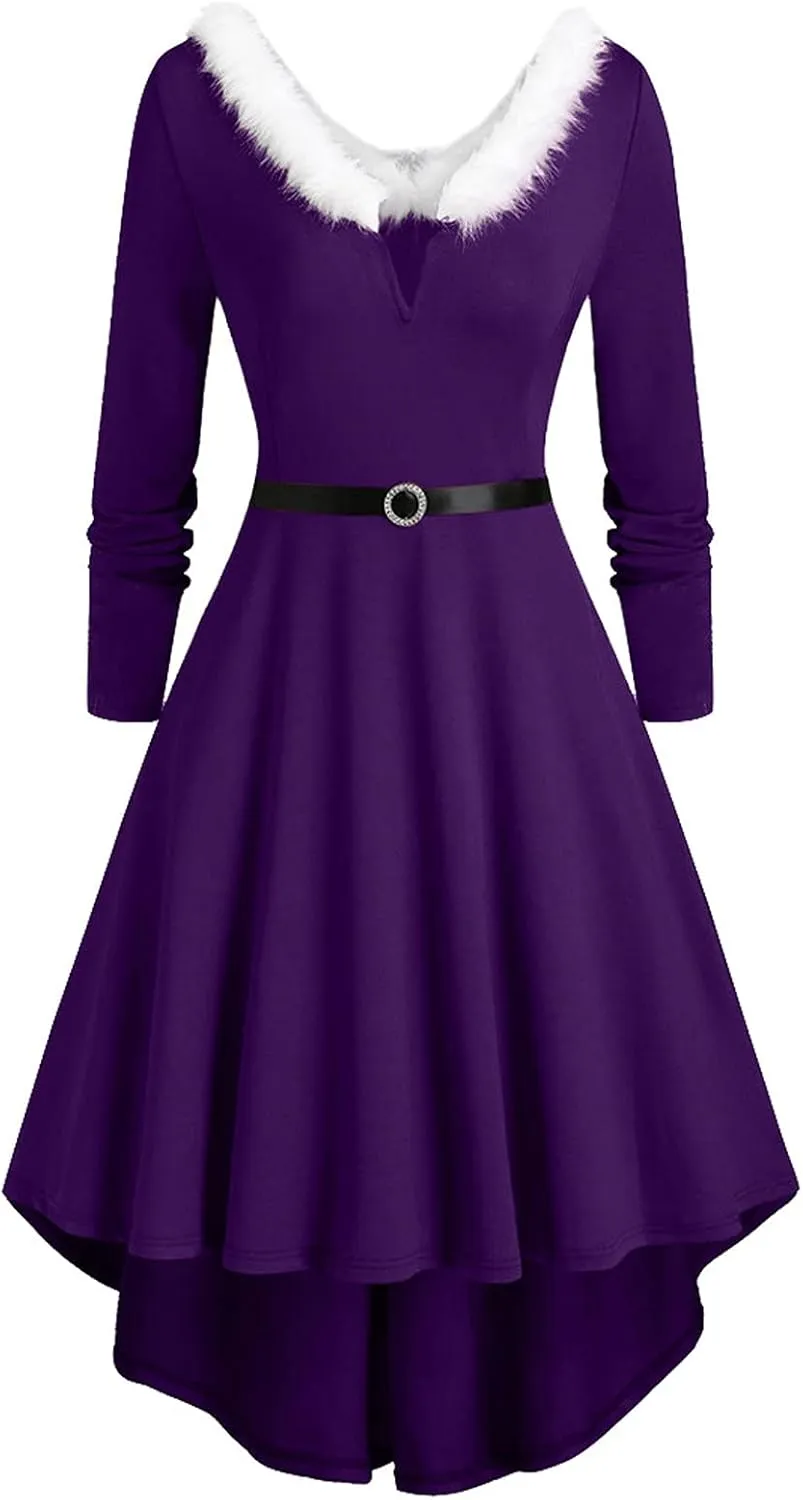 Xmas Dresses for Women Plain Party Swing Vintage Cocktail Dress 2023 Elegant Comfy Asymmetrical Flowy Formal Dresses