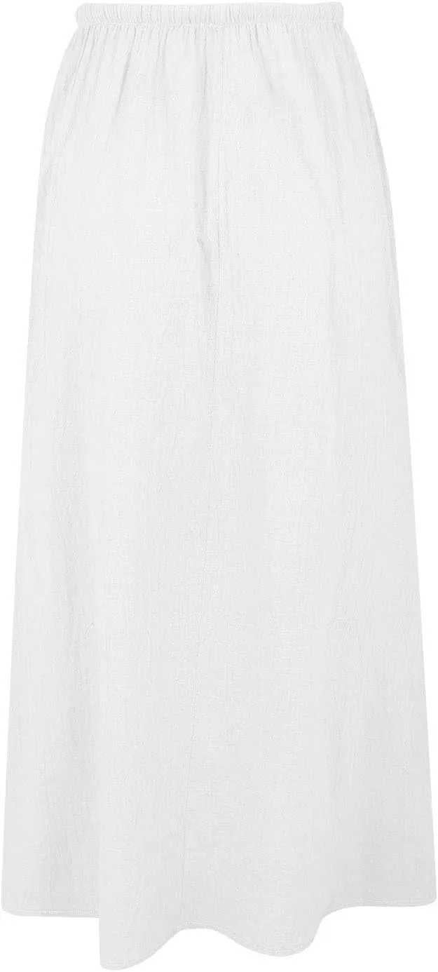 XOWRTE Linen Maxi Skirts for Women Trendy Summer Comfy Drawstring Waist A Line Skirts Cute Vacation Boho Long Flowy Skirts