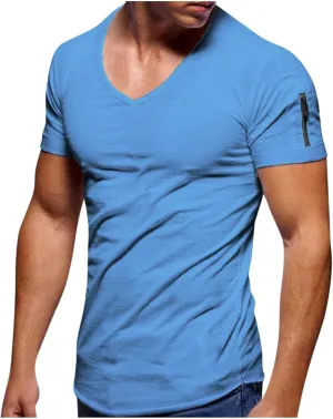 Ymosrh Men's Shirts Casual V-Neck T Shirts Soft Tee Lightweight Summer Shirts Casual, M-5XL