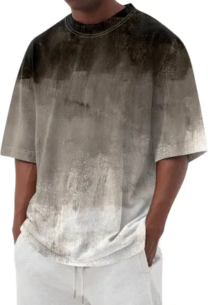 Ymosrh Men's Summer T Shirts Gradient Color Short Sleeve Crew Neck Soft Tee Shirts Beach Tops Casual Tees, S-5XL