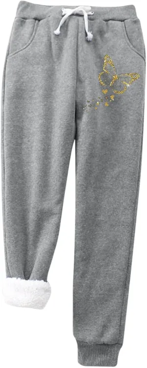 ZYXTIM Womens Sherpa Lined Fleece Sweatpants Drawstring Stretch Cinch Bottom Lounge Trousers Winter Thermal Jogger Pants