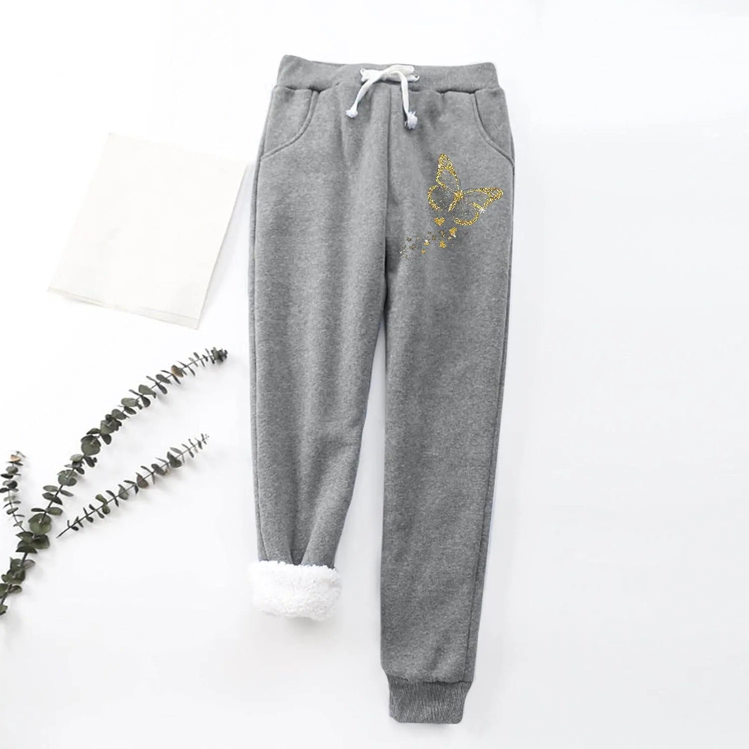 ZYXTIM Womens Sherpa Lined Fleece Sweatpants Drawstring Stretch Cinch Bottom Lounge Trousers Winter Thermal Jogger Pants
